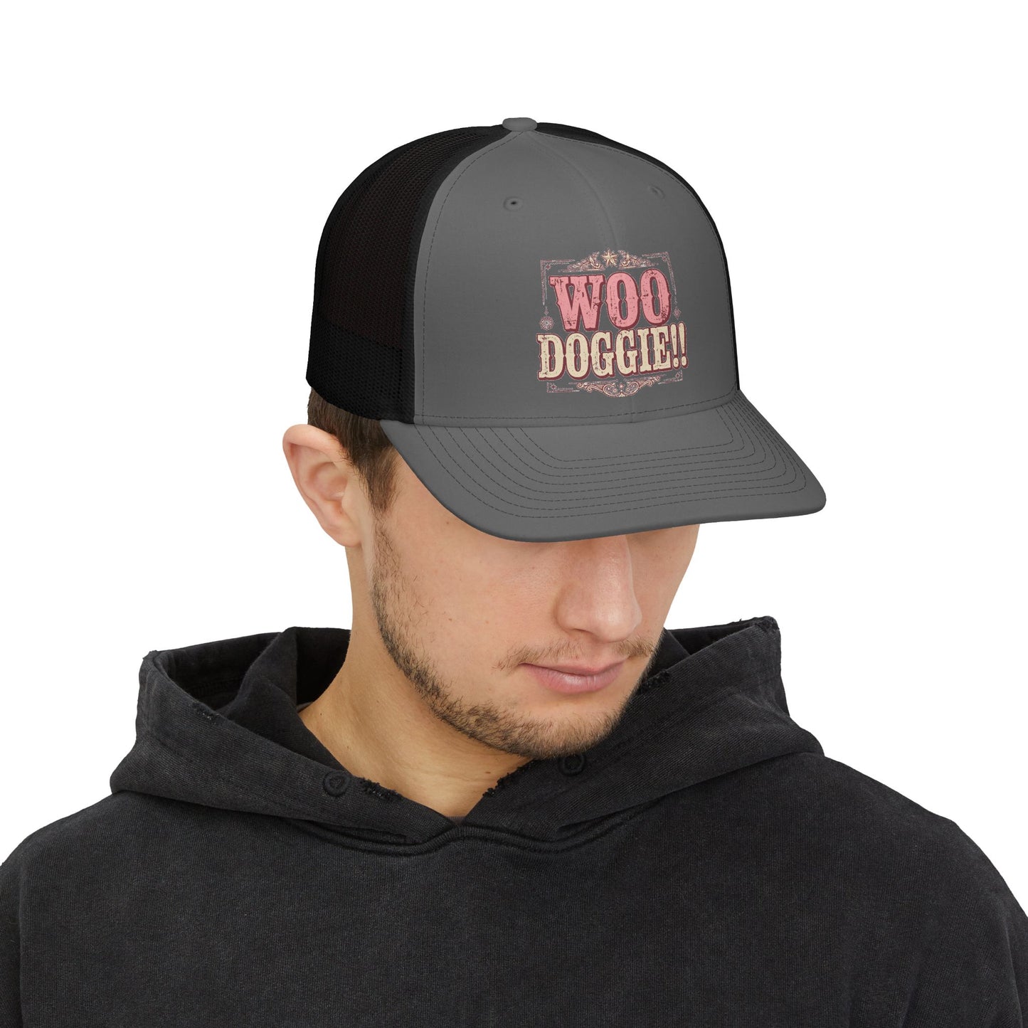 Woo Doggie Trucker Hat- Embroidered Cowboy Hat- Funny Dog Mom Trucker Cap- Western Dog Lover Gift Mesh Back