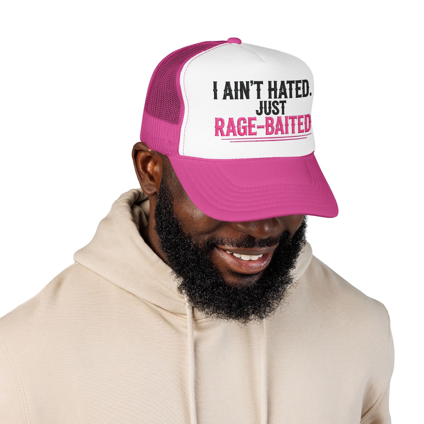 I Ain't Hated Just Rage-Baited Hat - Pink Trucker Hat - Funny Sarcastic Trucker Cap - Western Rage Baited Gift - Embroidered Look