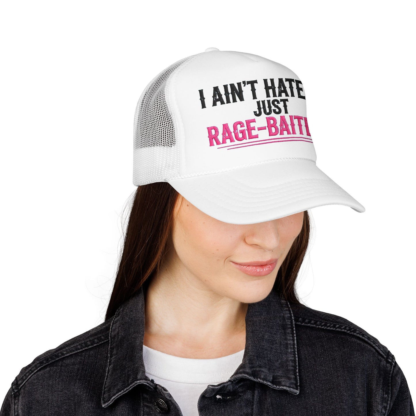 I Ain't Hated Just Rage-Baited Hat - Pink Trucker Hat - Funny Sarcastic Trucker Cap - Western Rage Baited Gift - Embroidered Look