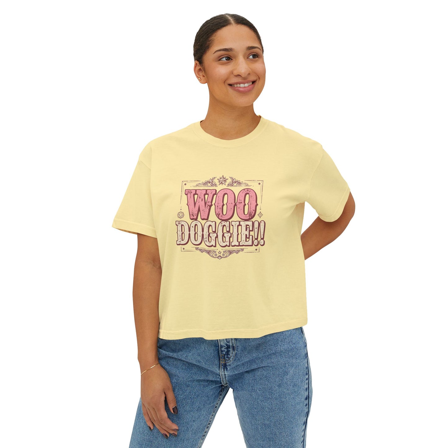 Woo Doggie Cowboy Dog Shirt | Comfort Colors Dog Shirt | Funny Western Dog Mom Tee | Retro Cowgirl Dog T-Shirt | Woo Doggie Co