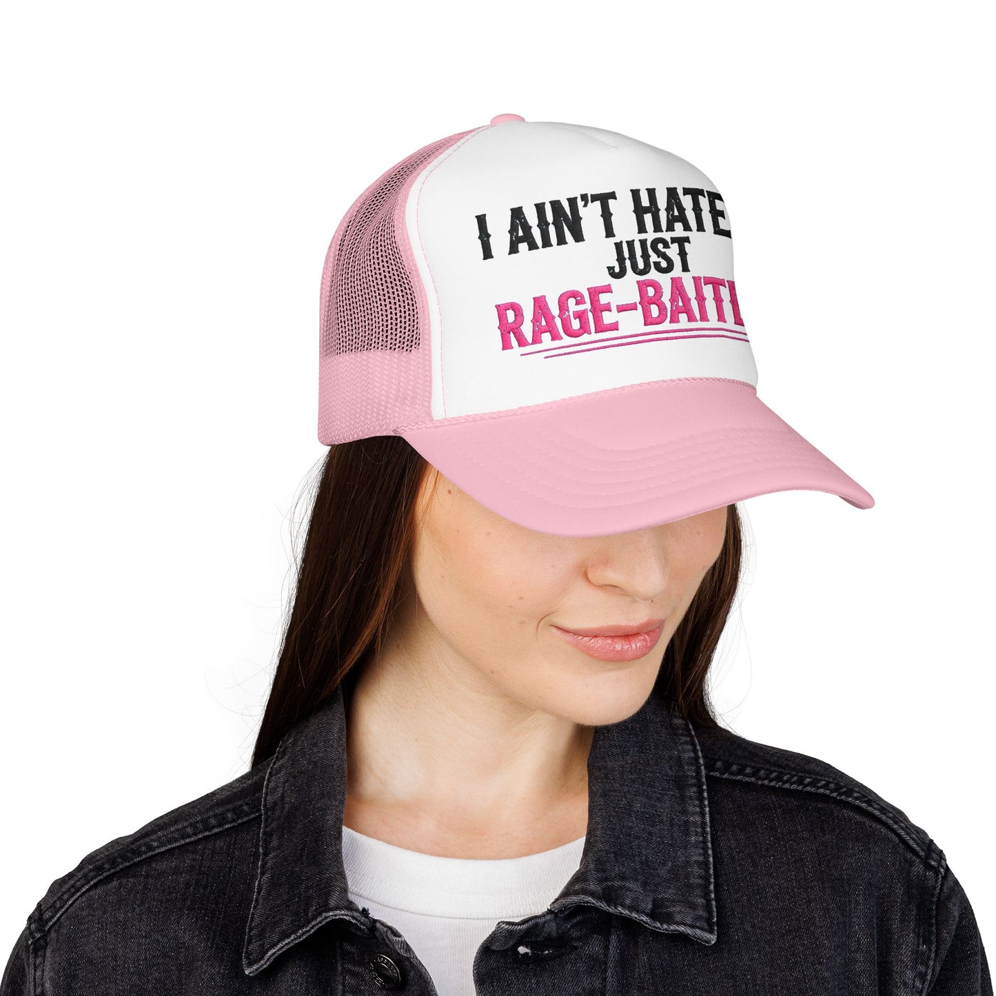 I Ain't Hated Just Rage-Baited Hat - Pink Trucker Hat - Funny Sarcastic Trucker Cap - Western Rage Baited Gift - Embroidered Look