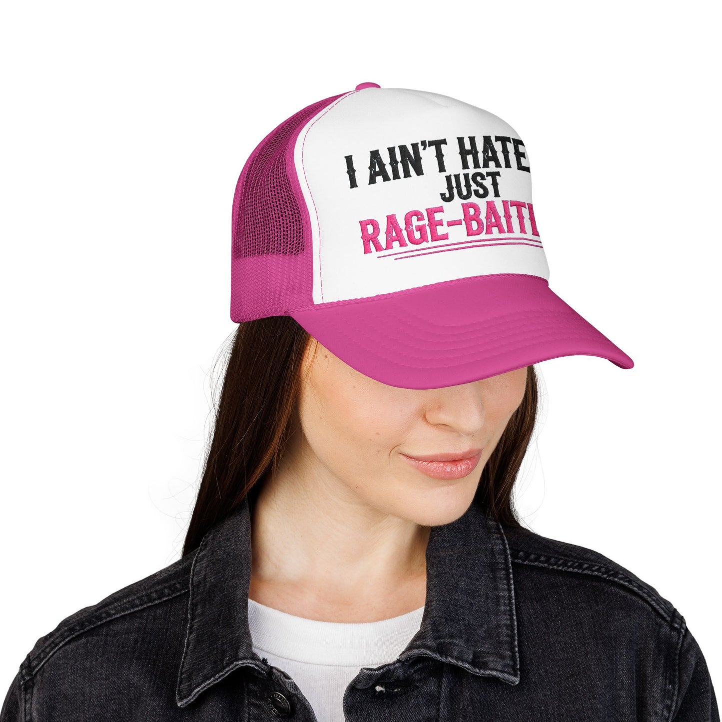 I Ain't Hated Just Rage-Baited Hat - Pink Trucker Hat - Funny Sarcastic Trucker Cap - Western Rage Baited Gift - Embroidered Look