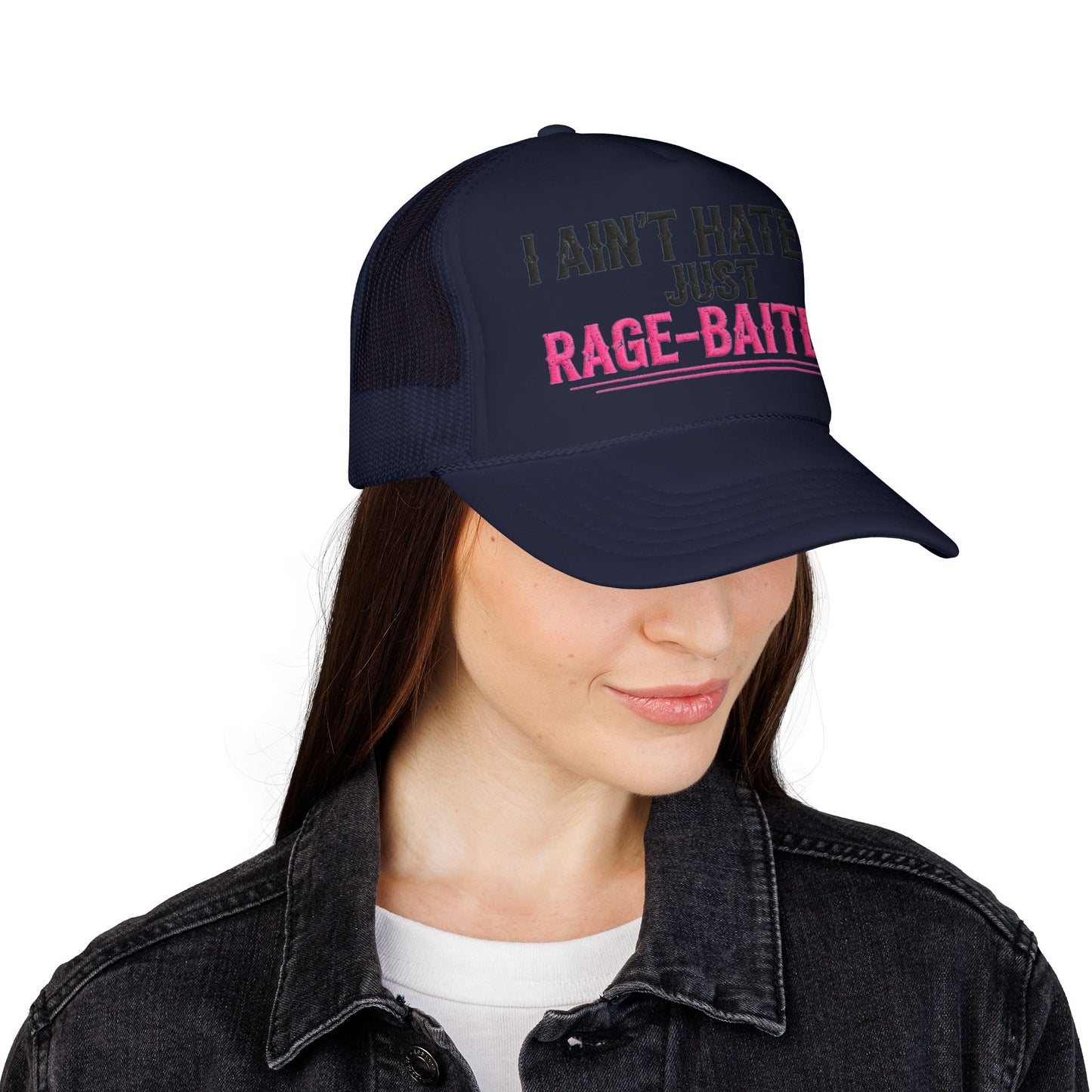 I Ain't Hated Just Rage-Baited Hat - Pink Trucker Hat - Funny Sarcastic Trucker Cap - Western Rage Baited Gift - Embroidered Look