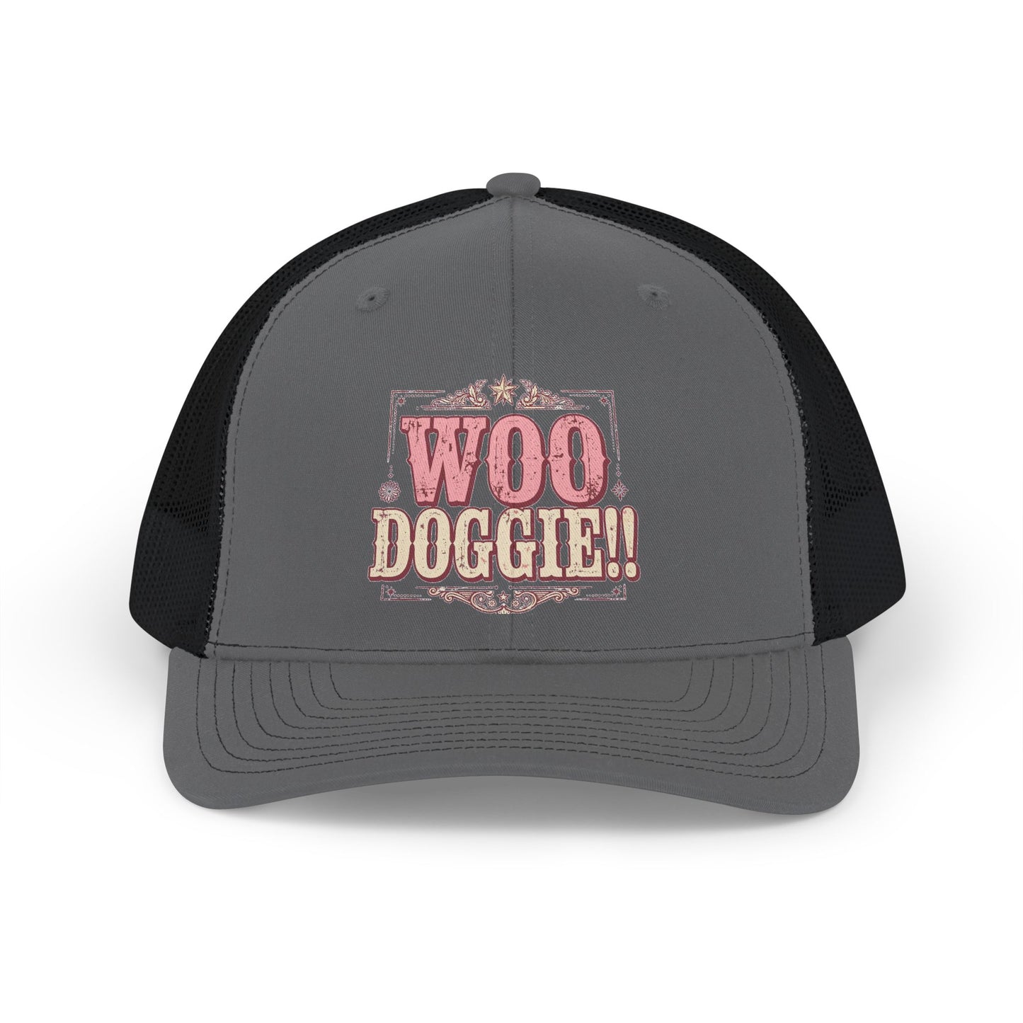 Woo Doggie Trucker Hat- Embroidered Cowboy Hat- Funny Dog Mom Trucker Cap- Western Dog Lover Gift Mesh Back