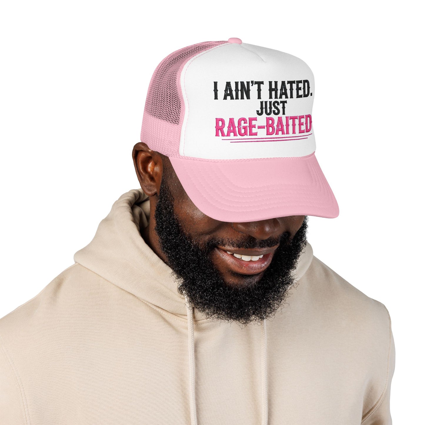 I Ain't Hated Just Rage-Baited Hat - Pink Trucker Hat - Funny Sarcastic Trucker Cap - Western Rage Baited Gift - Embroidered Look