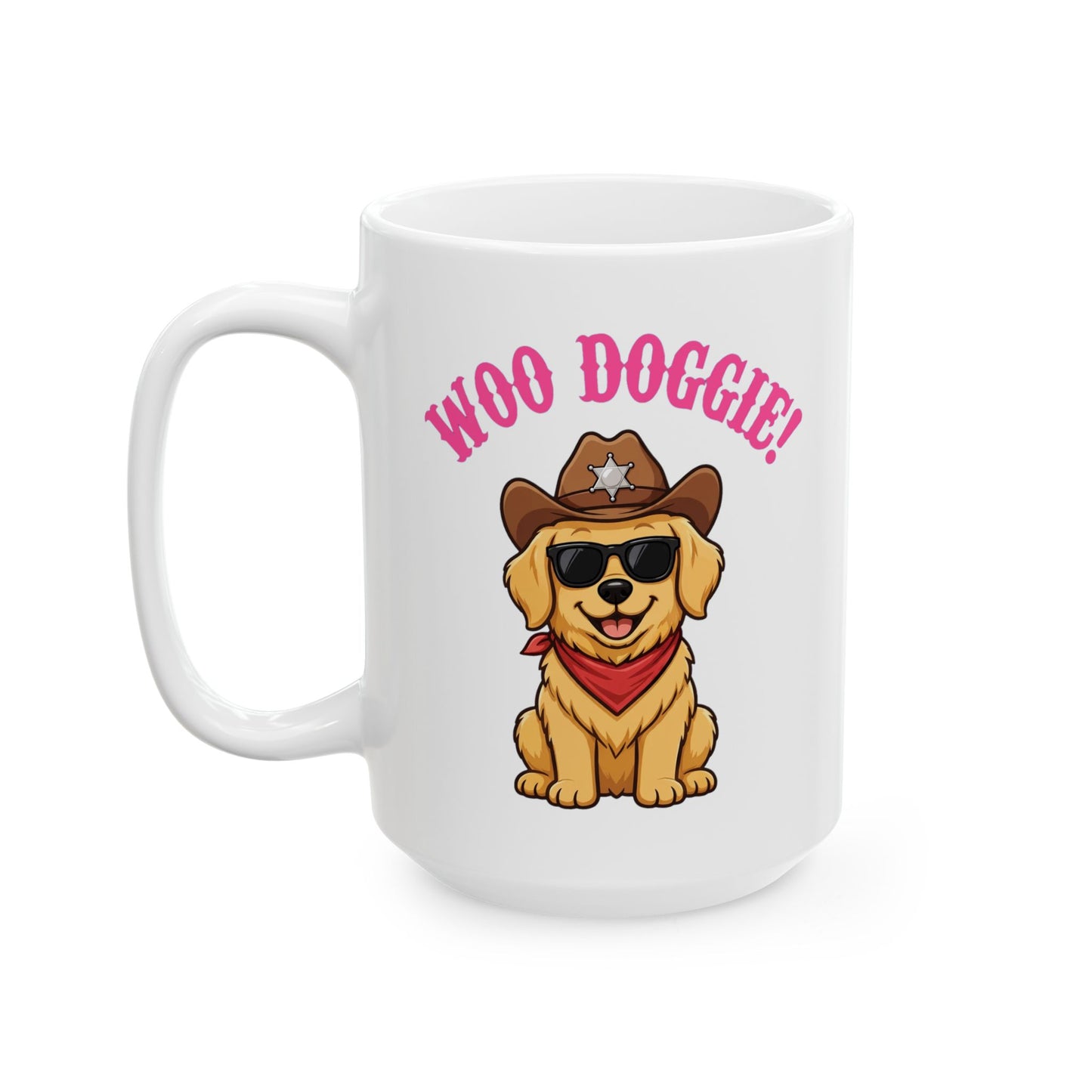 Woo Doggie Cowboy Dog Mug - Funny Golden Retriever Coffee Mug - Western Dog Mom Gift - Cute Cowboy Pup 11oz, 15oz