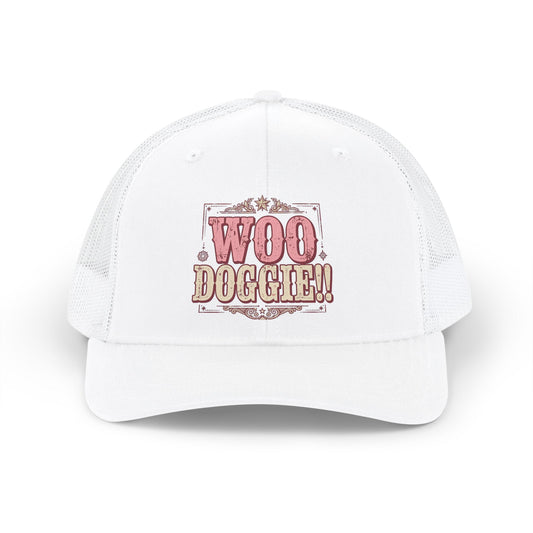 Woo Doggie Trucker Hat- Embroidered Cowboy Hat- Funny Dog Mom Trucker Cap- Western Dog Lover Gift Mesh Back