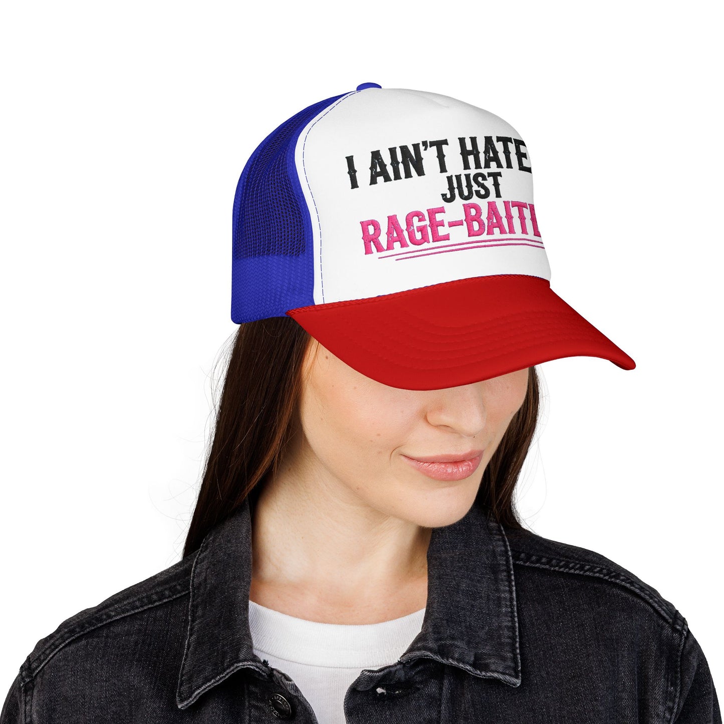 I Ain't Hated Just Rage-Baited Hat - Pink Trucker Hat - Funny Sarcastic Trucker Cap - Western Rage Baited Gift - Embroidered Look