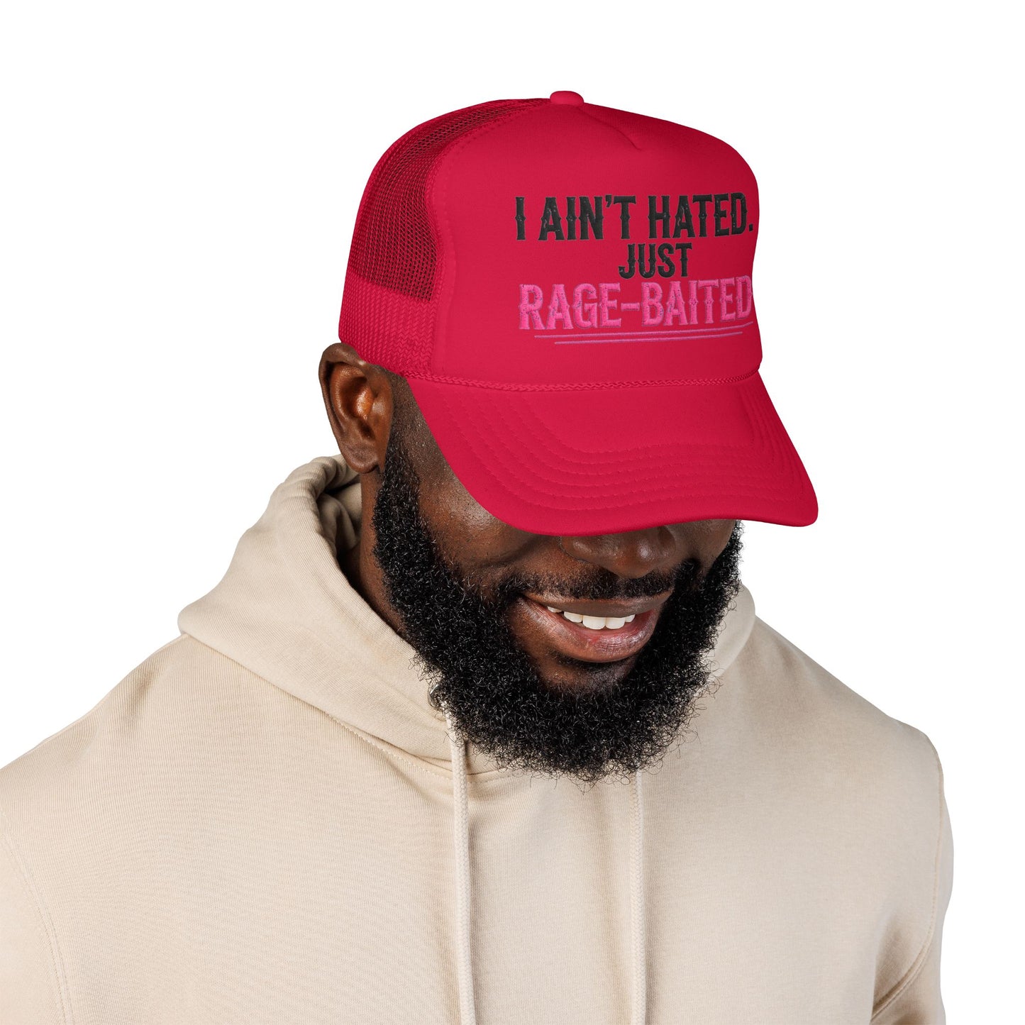 I Ain't Hated Just Rage-Baited Hat - Pink Trucker Hat - Funny Sarcastic Trucker Cap - Western Rage Baited Gift - Embroidered Look
