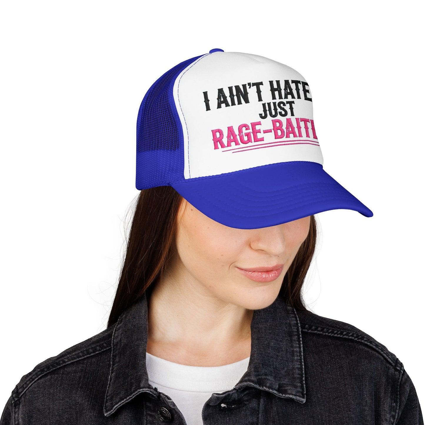 I Ain't Hated Just Rage-Baited Hat - Pink Trucker Hat - Funny Sarcastic Trucker Cap - Western Rage Baited Gift - Embroidered Look