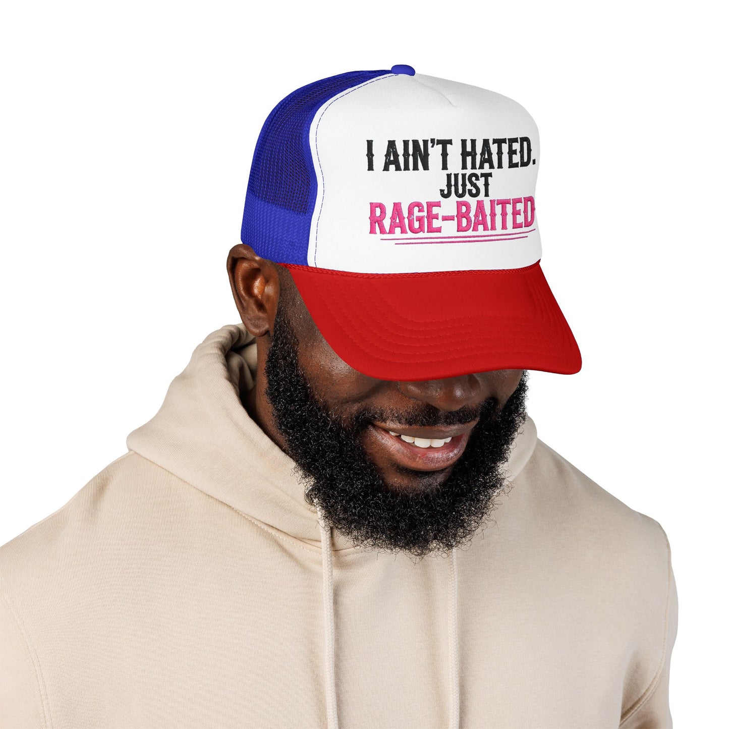 I Ain't Hated Just Rage-Baited Hat - Pink Trucker Hat - Funny Sarcastic Trucker Cap - Western Rage Baited Gift - Embroidered Look