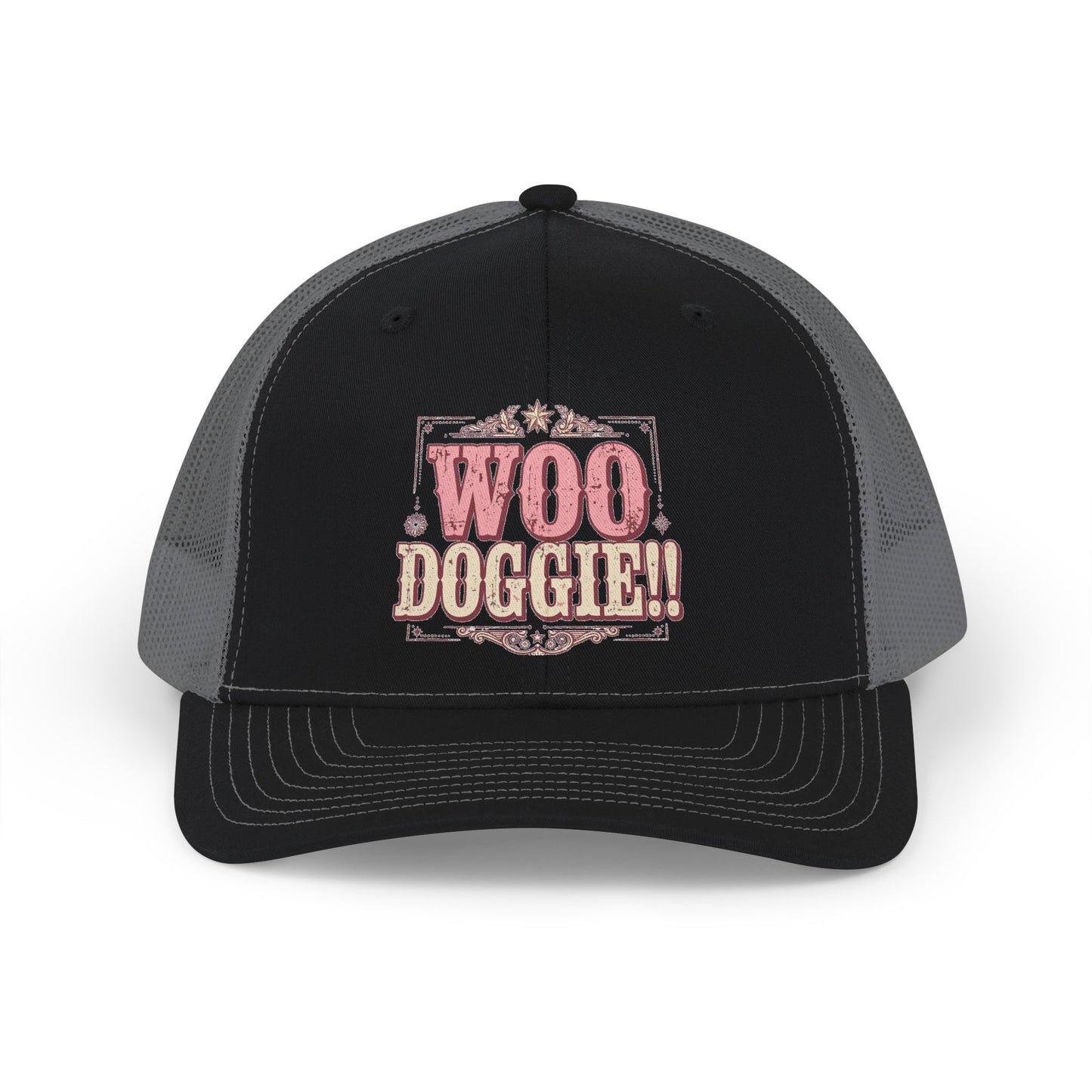 Woo Doggie Trucker Hat- Embroidered Cowboy Hat- Funny Dog Mom Trucker Cap- Western Dog Lover Gift Mesh Back