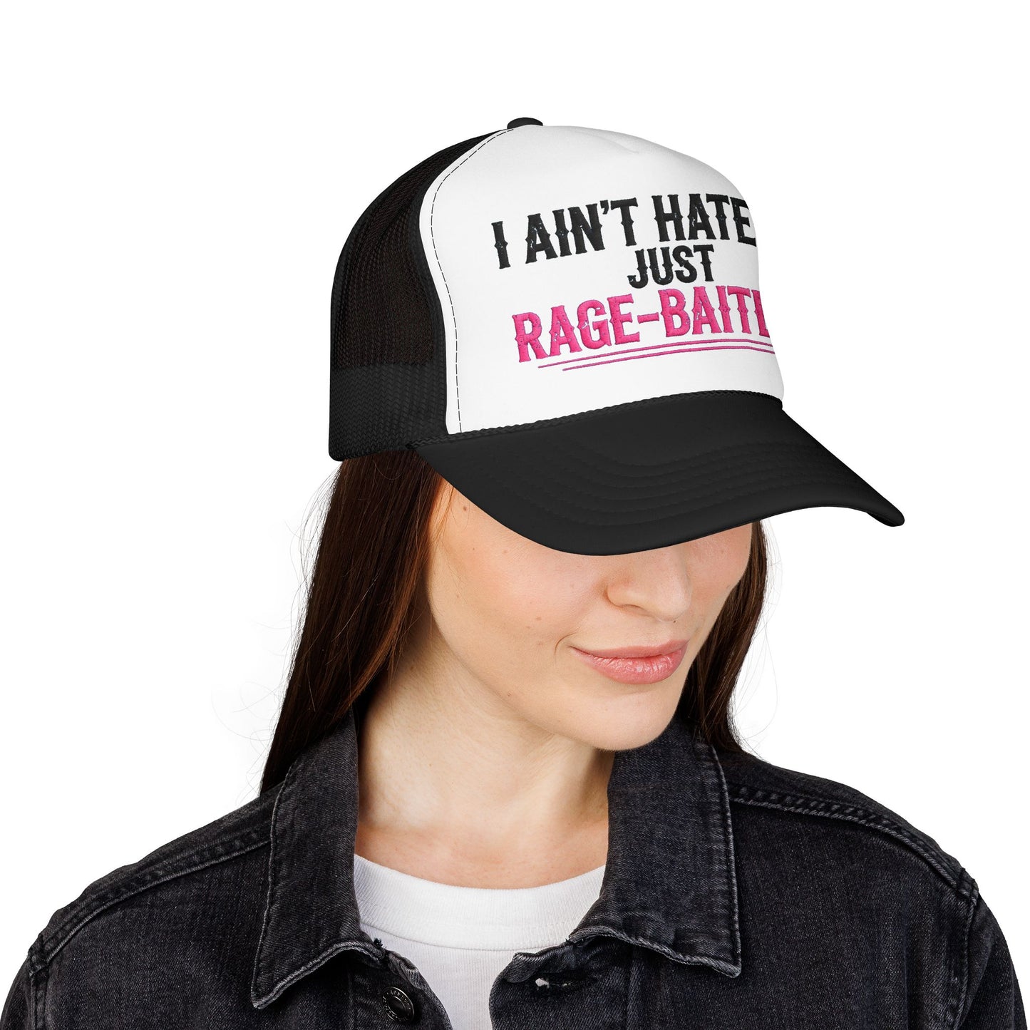 I Ain't Hated Just Rage-Baited Hat - Pink Trucker Hat - Funny Sarcastic Trucker Cap - Western Rage Baited Gift - Embroidered Look