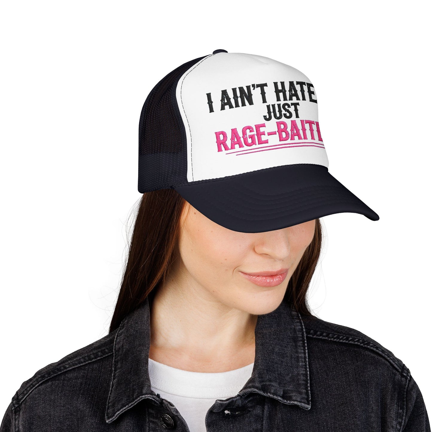 I Ain't Hated Just Rage-Baited Hat - Pink Trucker Hat - Funny Sarcastic Trucker Cap - Western Rage Baited Gift - Embroidered Look